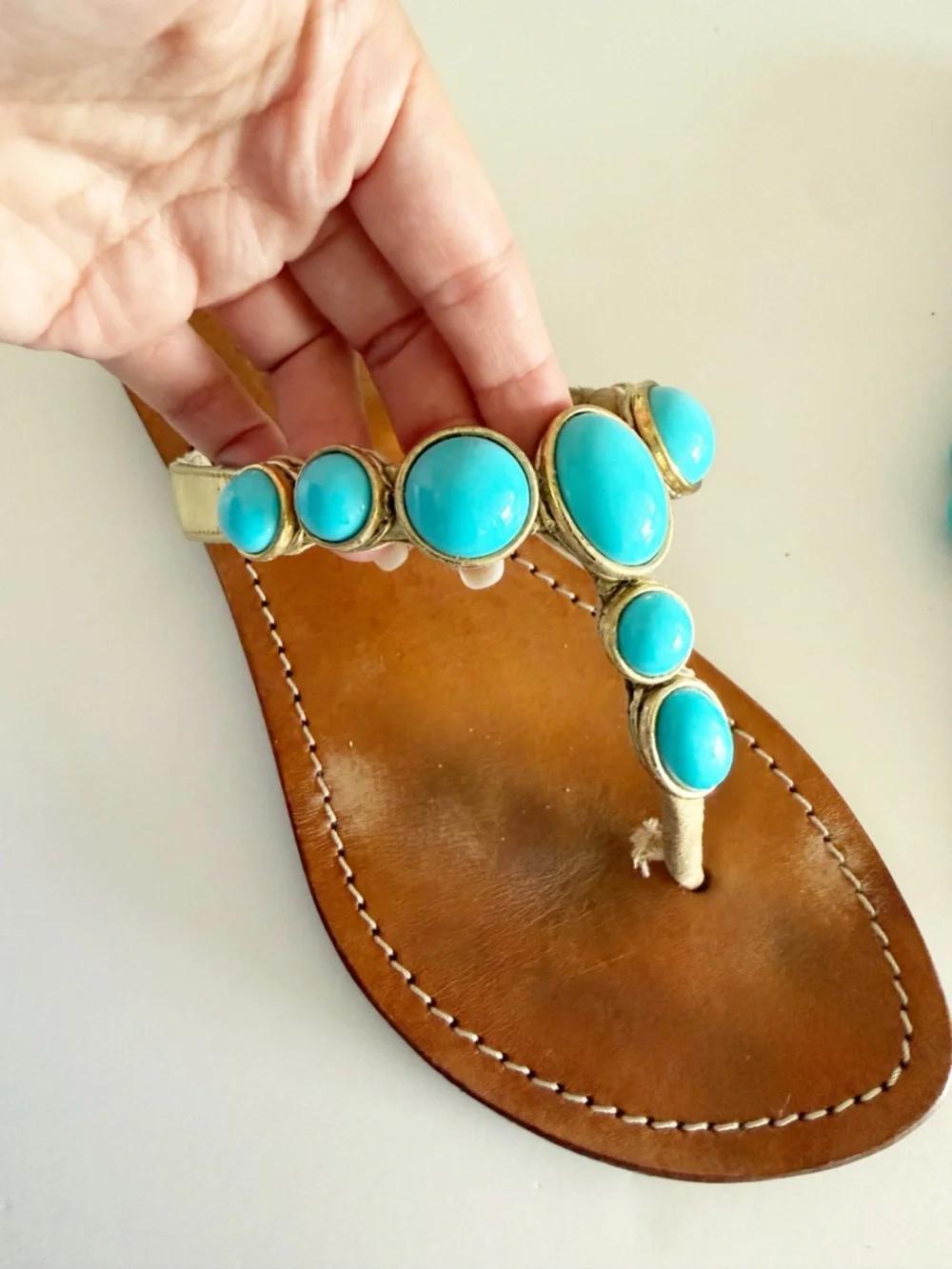 Vintage Y2K Mystique Boutique Stone Thong Sandals Size 8 - Picture 8 of 12